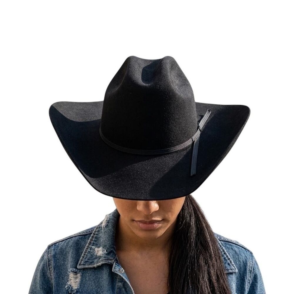 Twister Cowboy Hat Girls Youth XL Black 100% Wool Wide Brim Western Rodeo Ranch